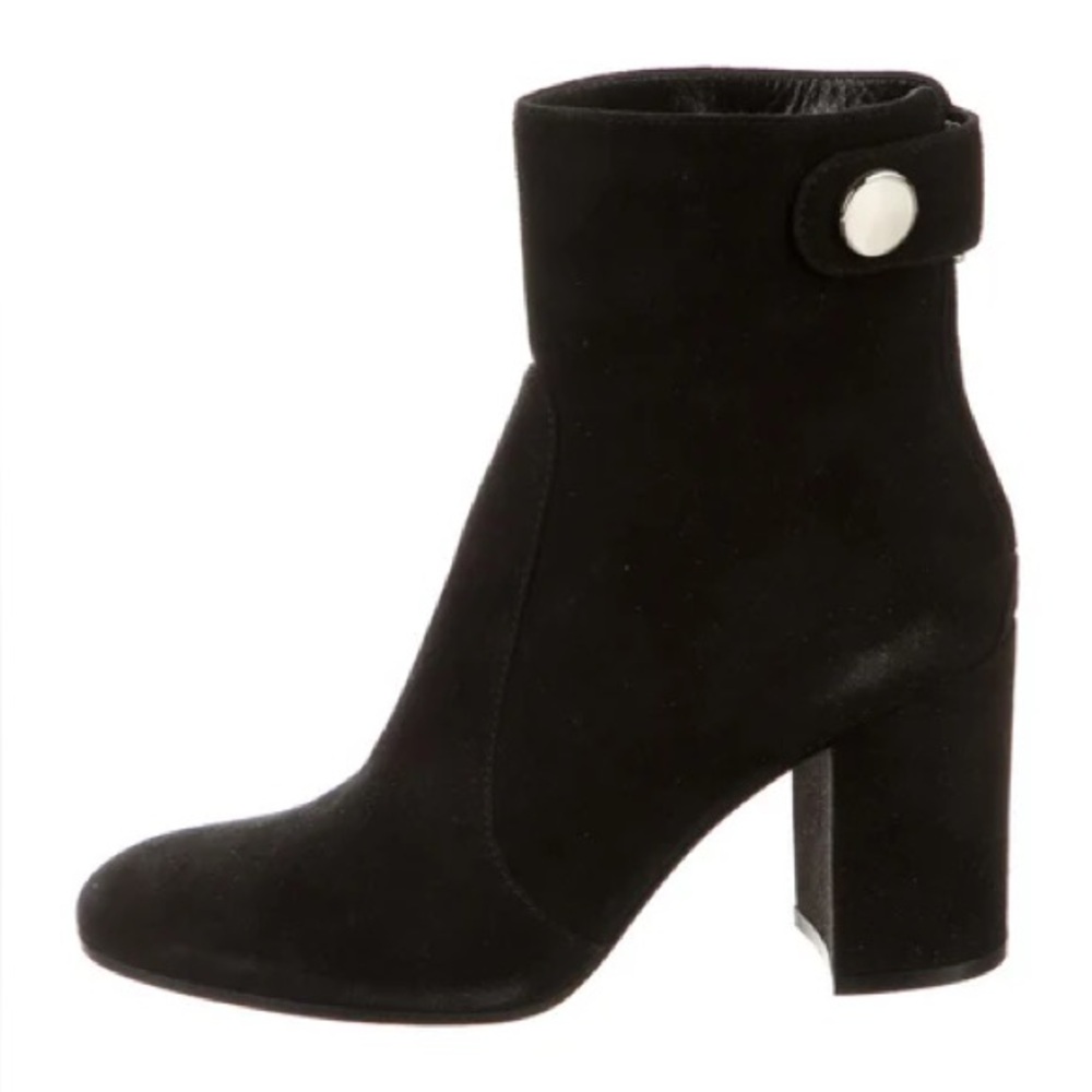 Gianvito Rossi Lindon Black Suede Boots Block Heel Size 6